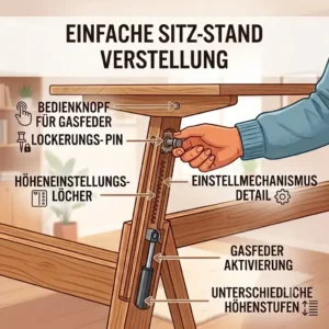Diagram showing the sit-stand routine with a schreibtischaufsatz lange arbeiten.