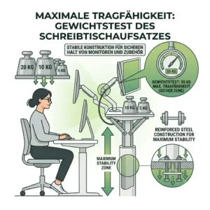 Stabilität und hohe Tragfähigkeit beim schreibtischaufsatz mit monitorhalterung im Belastungstest