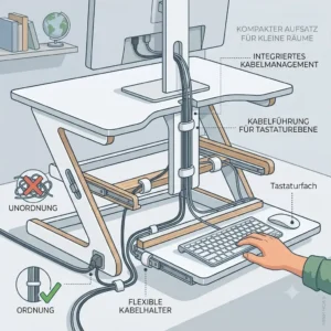 Integrated cable management system behind the schreibtischaufsatz mit tastaturfach