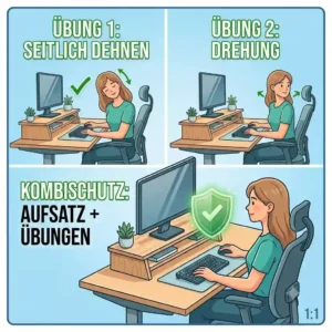 Step by step guide showing simple stretching exercises combined with a schreibtischaufsatz gegen nackenverspannung for maximum pain relief