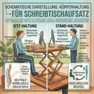 Illustration 7 demonstrating proper posture usingreibtischaufsatz gesund arbeiten.